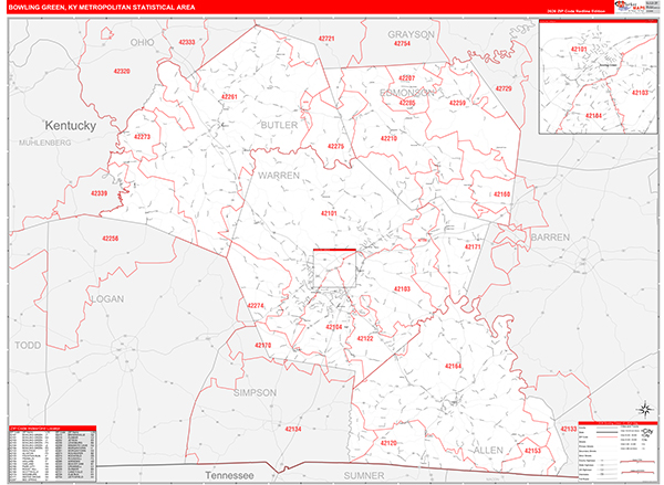 Bowling Green Metro Area Wall Map